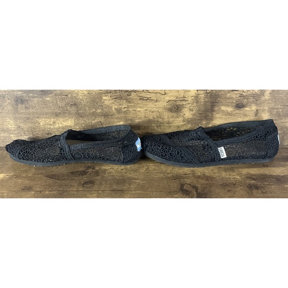 TOMS Women's Alpargata Moroccan Crochet Classic Black, Size 7 W Wide US Clean - Picture 4 of 5